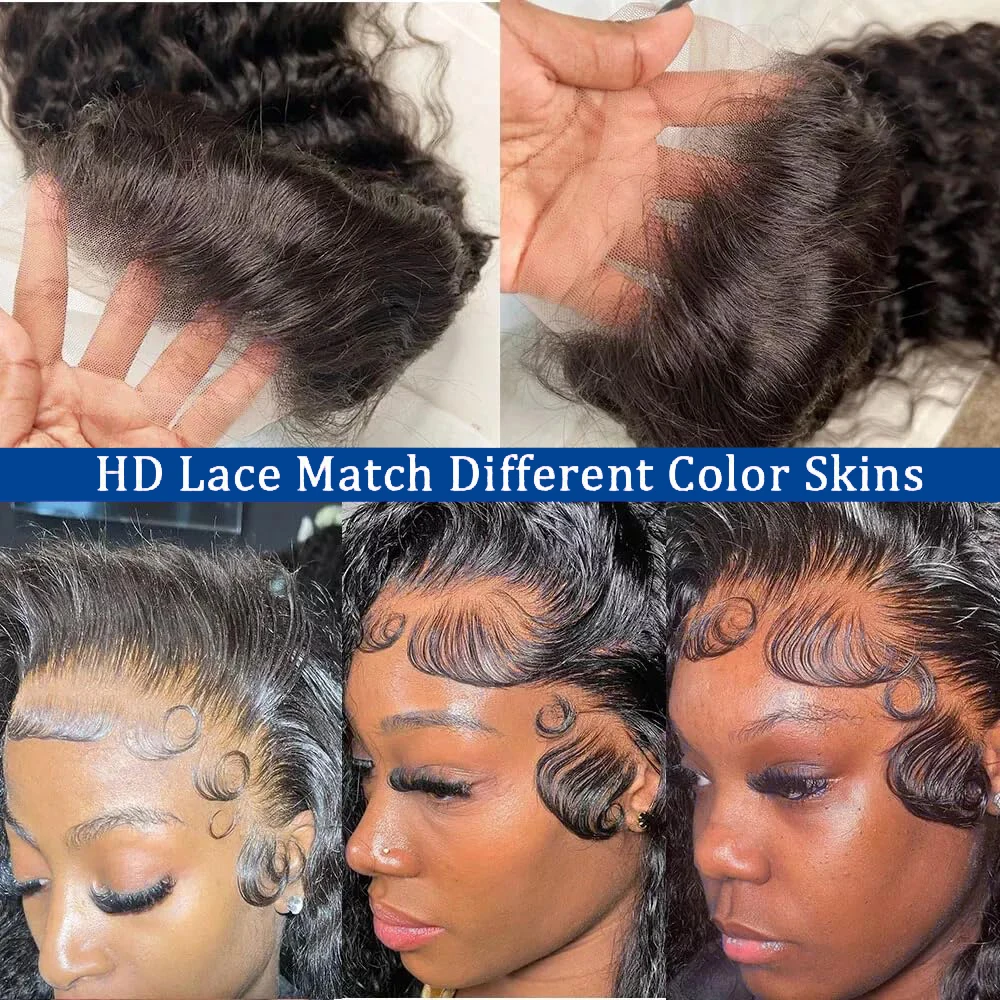 32 Inch Deep Wave Lace Frontal Wigs Preplucked Transparent 13x4 HD Lace Front Human Hair Wig Afro Kinky Curly Wigs Human Hair