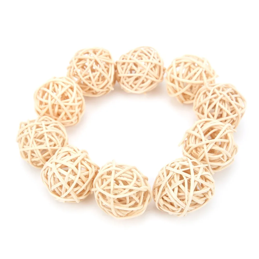 10 Bolas de Rattan Tecidas à Mão, Cor Original, 3CM de Diâmetro, Brinquedos para Papagaios, Material Seguro, Brinquedo de Bola de Rattan Natural para Papagaio