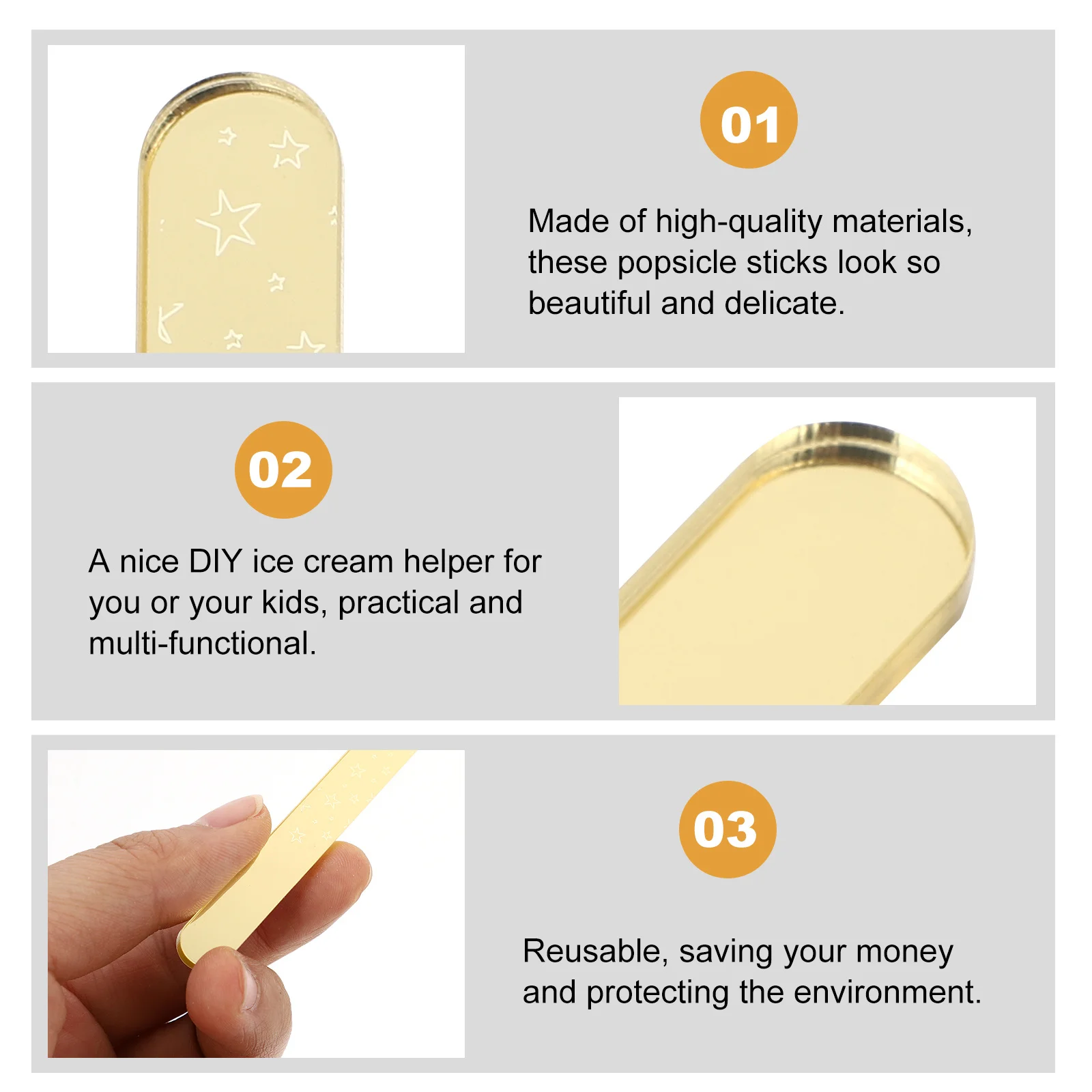 

20pcs Diy Popsicle Stick High-Quality Reusable Craft Sticks For Kids Baking Decor Cake Supplies Crafting Props Popsicle Diy Tool