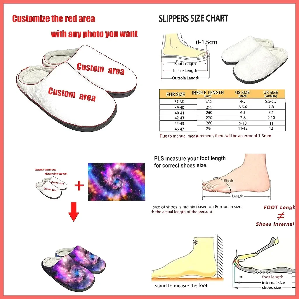 

Custom Home Cotton Slippers, Plush Warm Indoor Shoes for Men & Women, Cozy Non-Slip Bedroom Slippers