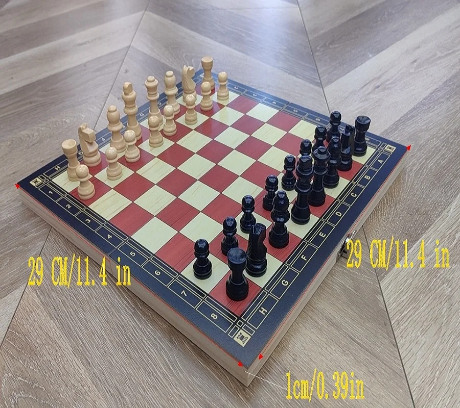 3-in-1 Wooden Chess Set with Checkers & Backgammon, Folding Portable  Board Educational Strategy Game Toys Factory Direct