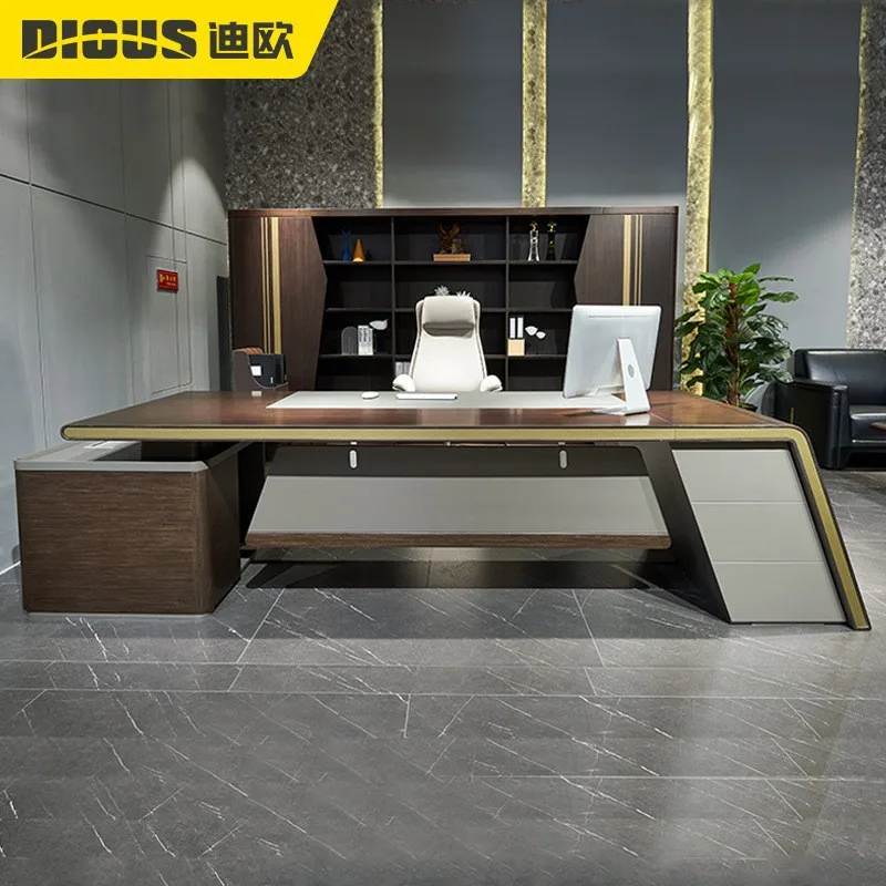 

Office furniture light extravagance modern office boss Taipan desk business single L-plate president's desk