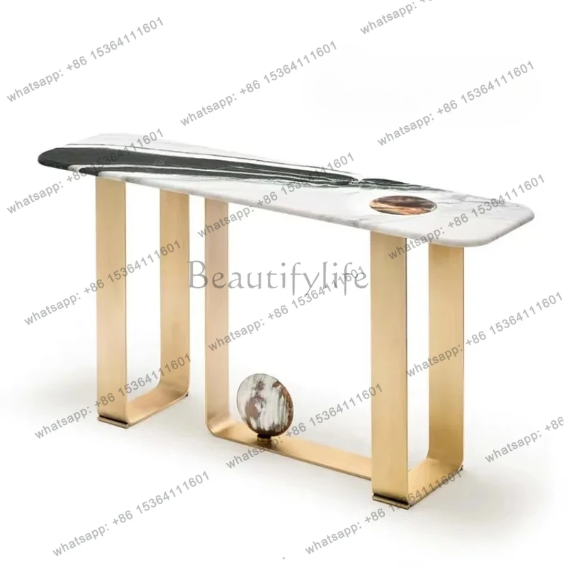 

NEW Nordic light luxury coffee table household simple modern splicing natural marble entrance designer