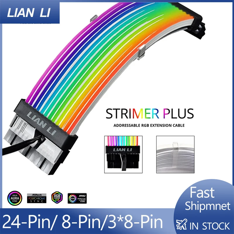 

Комплект удлинительных кабелей Strimer Plus, Rgb PC, Модифицируемый кабель 5 В, фотокабель для телефона, 24 контакта, PCI-E GPU, тройной 8 контактов
