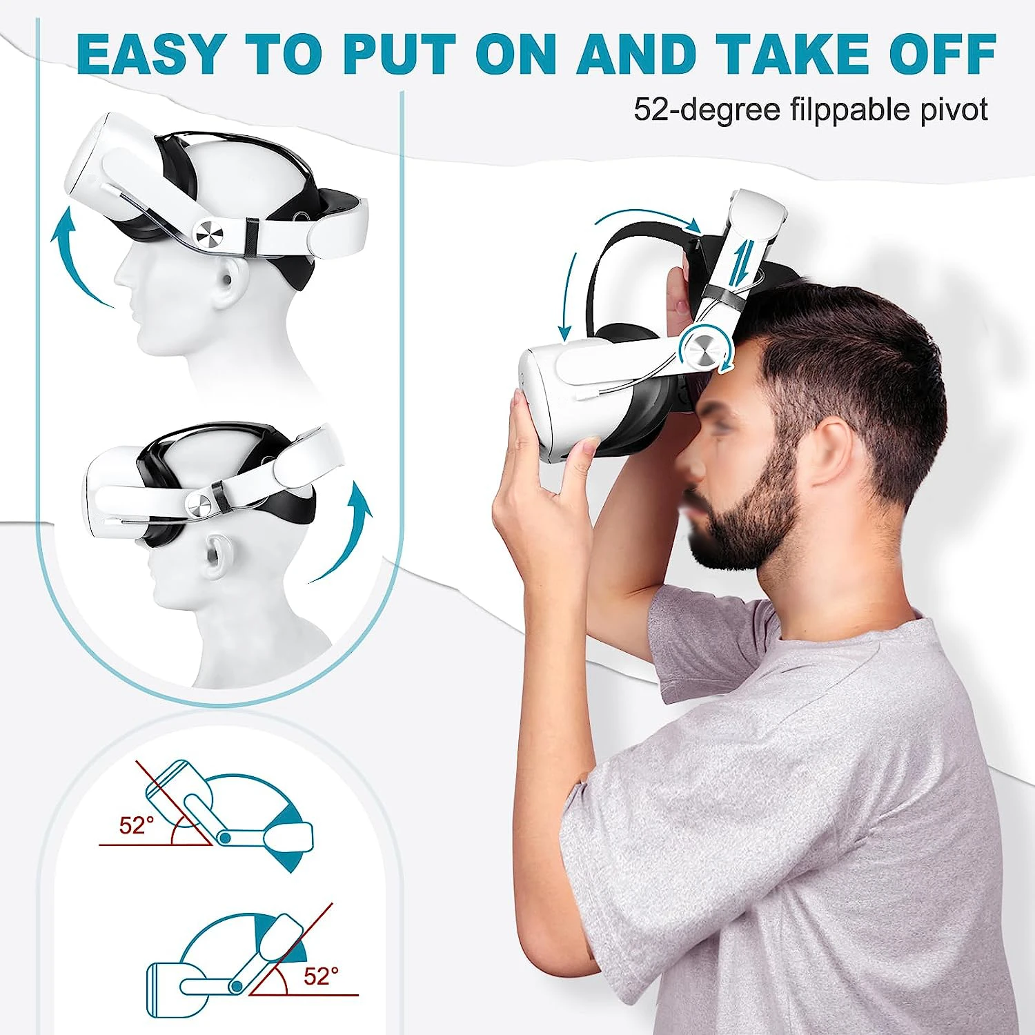 ชุดหูฟังชาร์จหัวกะทิฟองน้ำสวมใส่สบายพร้อมแบตเตอรี่10000mAh ในตัวสำหรับอุปกรณ์เสริม Meta Quest 3 VR