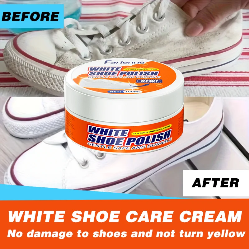 Farienne 100ML White Shoe Polish Multi-Purpose Magic Shoe Cleaner for White Shoes Sneakers Stain Removal Yellowing Repair