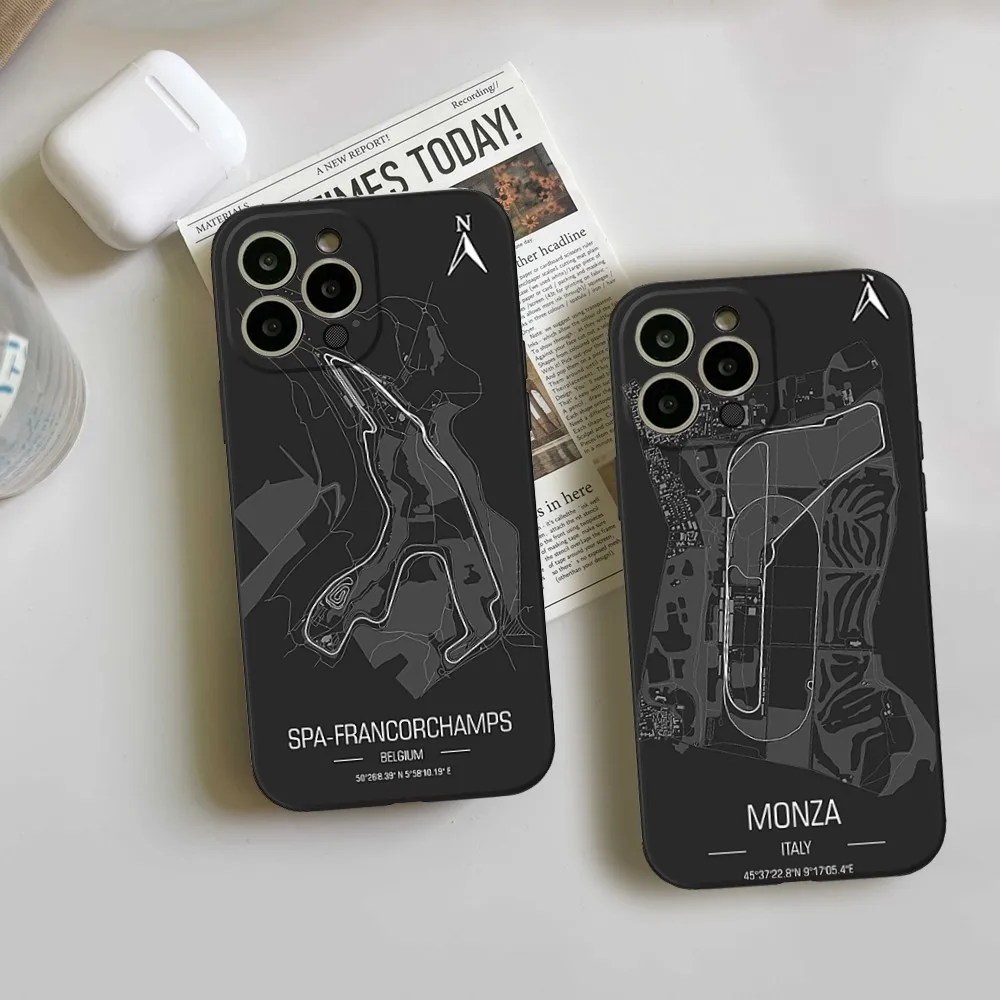 Formula 1 Racing Circuit Phone Case FOR IPhone 15 14 11 12 Pro 8 7 15 Plus 13 Pro MAX XR XS MINI SE 2020 Black Covers