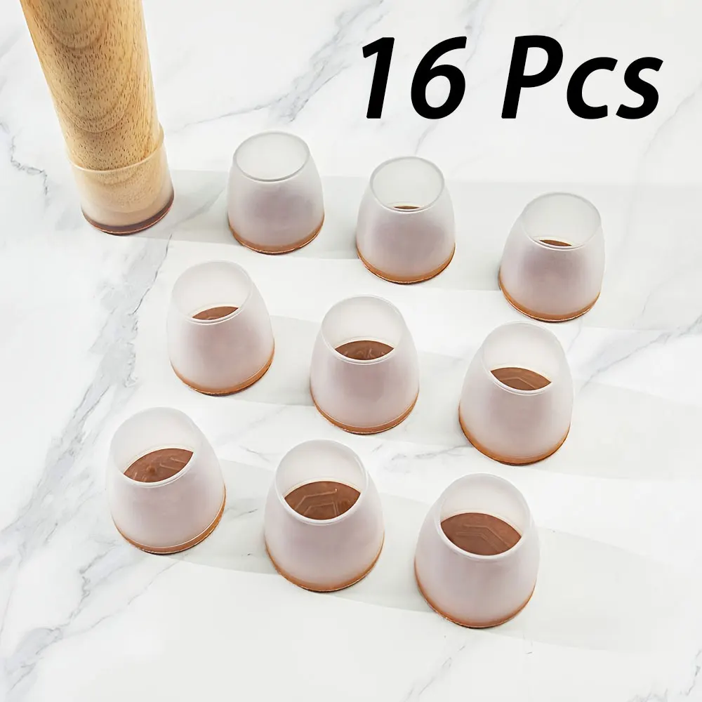 Chair Leg Floor Protectors, 16 Pack Silicone Furniture Pads for Hardwood Floors, Anti-Scratch Furniture Sliders Felt Pads