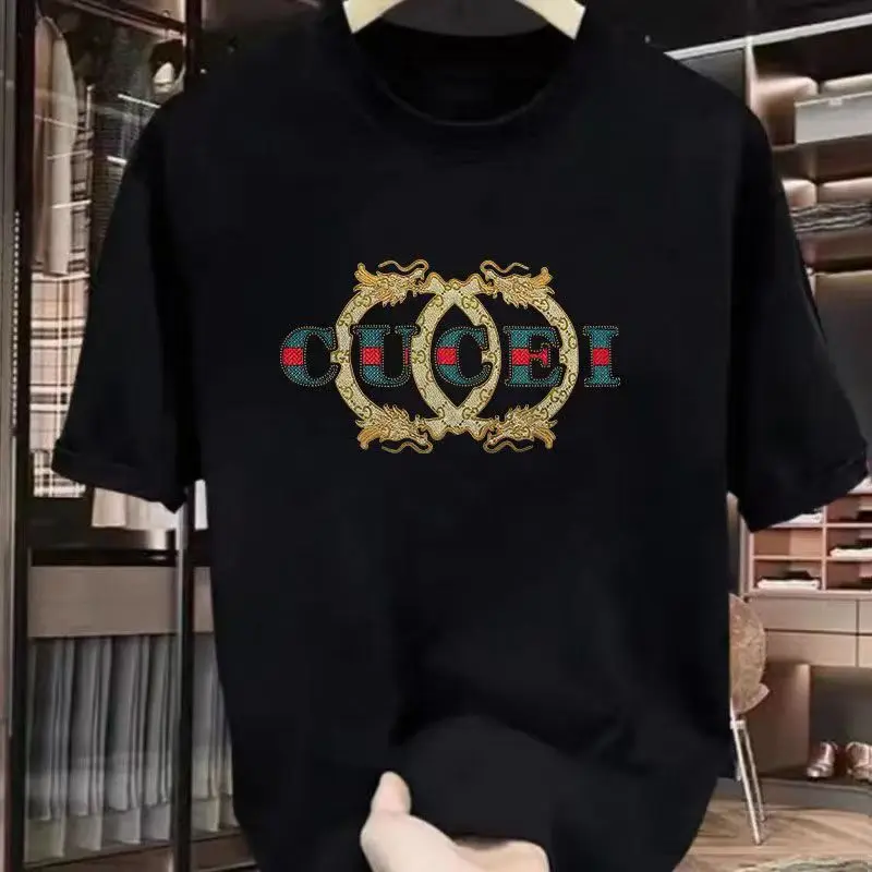 

European Summer New Trendy Brand Short-sleeved T-shirt Loose Cotton Printed Top Versatile Crew Neck Half-sleeved Bottoming Shirt