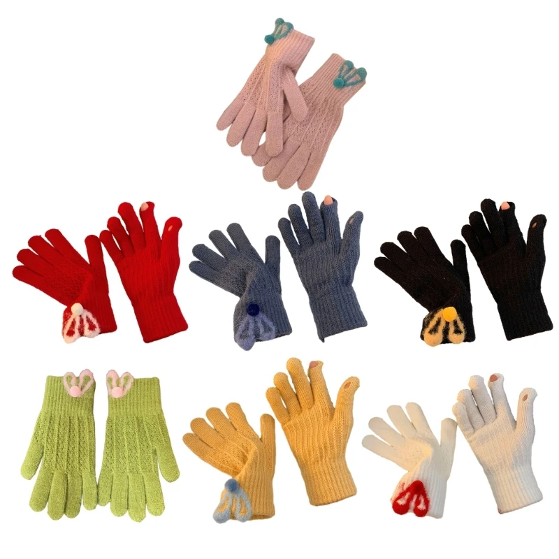 

Adult Knit Gloves Full Finger Mitten Touchable Screen Glove with