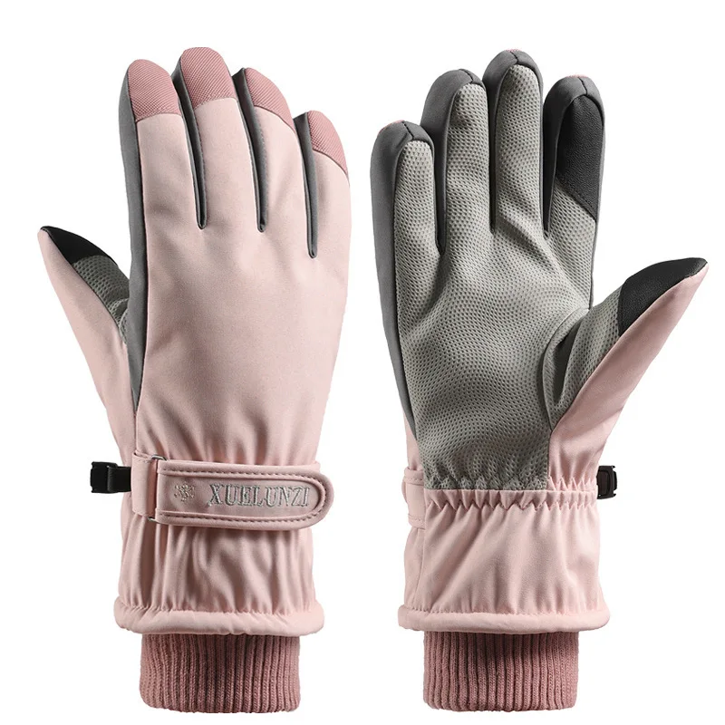 Inverno luvas de esqui feminino à prova dwaterproof água frio quente mais velo grosso algodão ao ar livre montanhismo ciclismo luvas