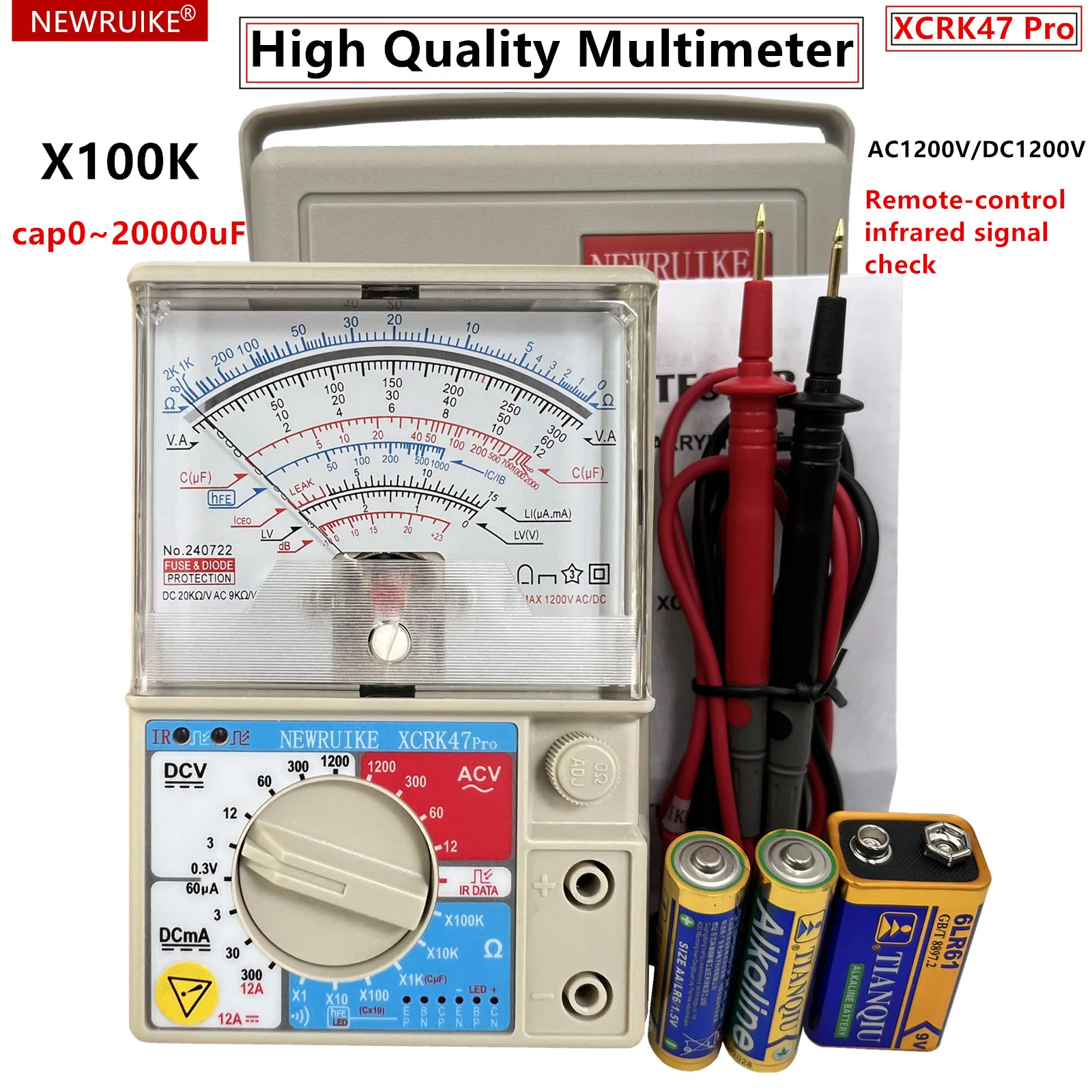 XCRK47Pro Precyzyjny wskaźnik Multimetro Amperomierz Woltomierz Analogowy miernik zapobiegający spalaniu Wysoka precyzja 1200V Multimetr rx100k