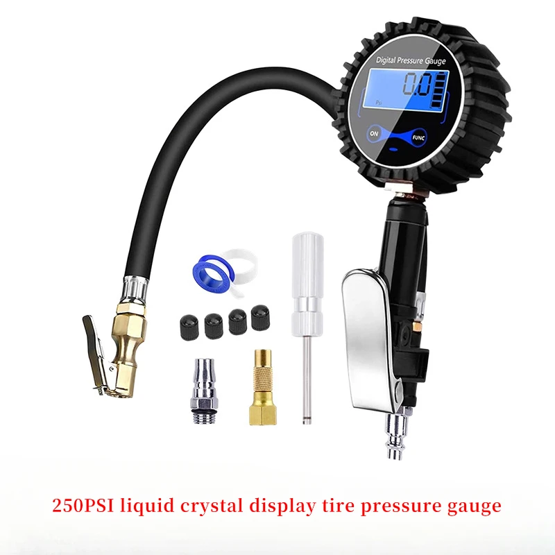 

Цифровой манометр для шин 250 фунтов на квадратный дюйм, ЖК-дисплей для автомобиля, мотоцикла, велосипеда, грузовика