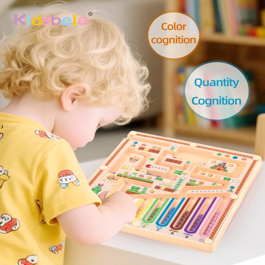 Montessori Magnetic Color Number Cognitive Classification Counting Maze Sensory Toy With Pencil Party Chrismas Gift for Children