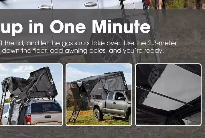 Lightweight Family Camping Tent Slimline ABS Hard Shell Rooftop Tent Stargazer Window USB Port for SUV Travel