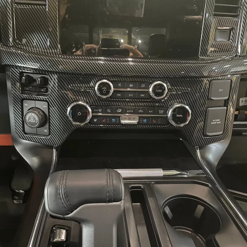Imagen 2 del producto Consola central de fibra de carbono ABS LHD, Panel de Control de aire acondicionado, decoración, embellecedor Interior para Ford F150 F-150 Raptor 2022 2023