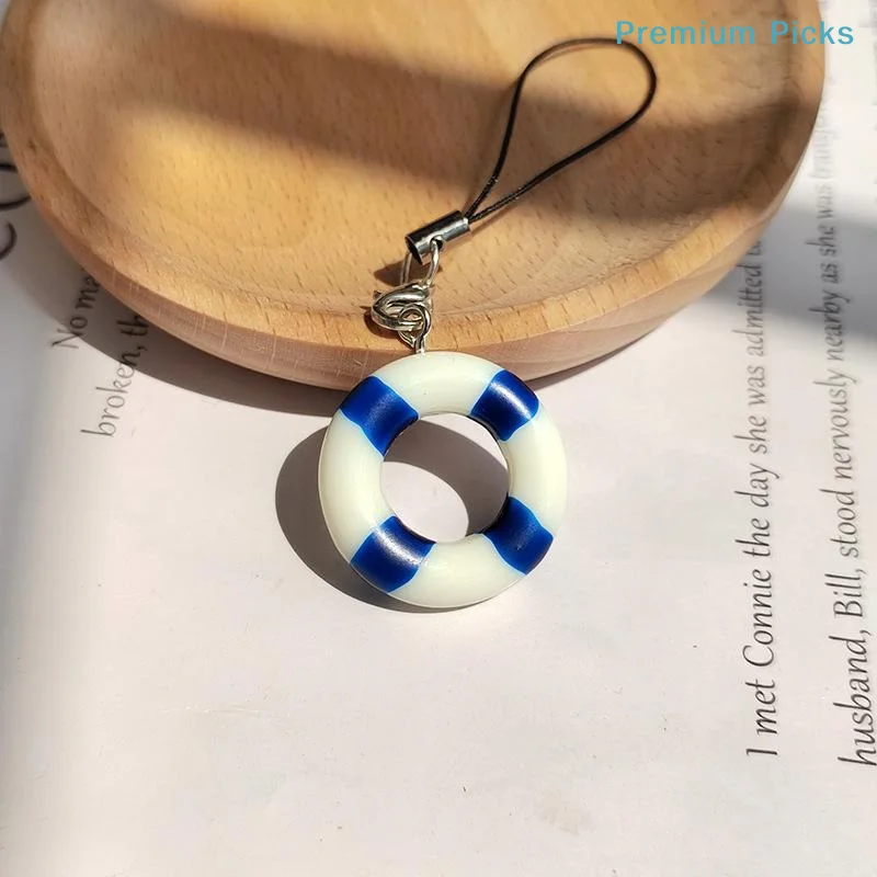 portableSummer Cartoon Swim Ring Phone Chain Soft Resin Lanyard Anti-drop Keyring Portable Pendant for Camera Key Outdoor Use