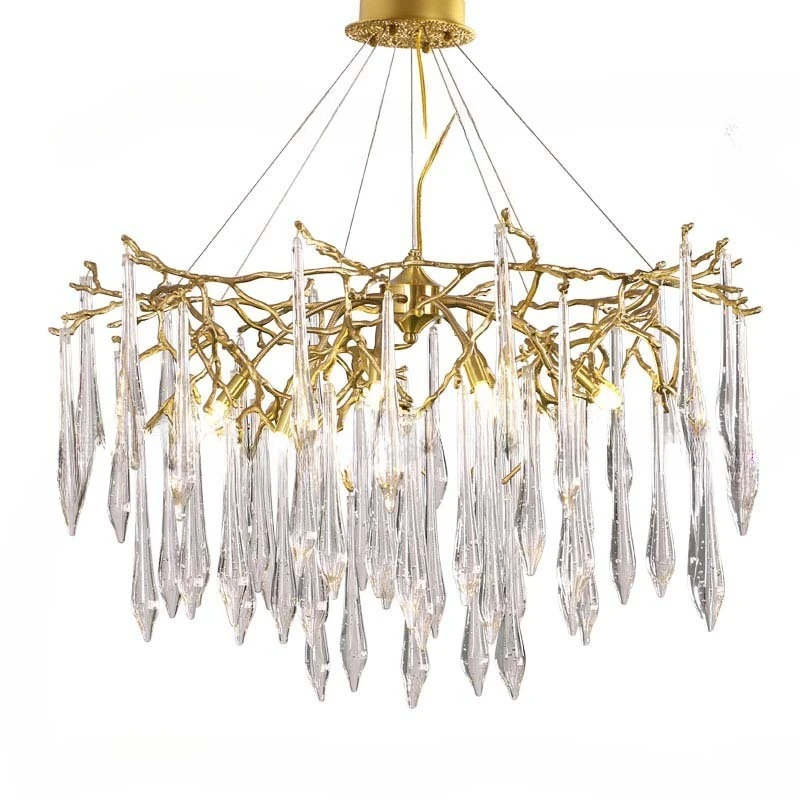 

All copper chandelier living room light luxury crystal LED