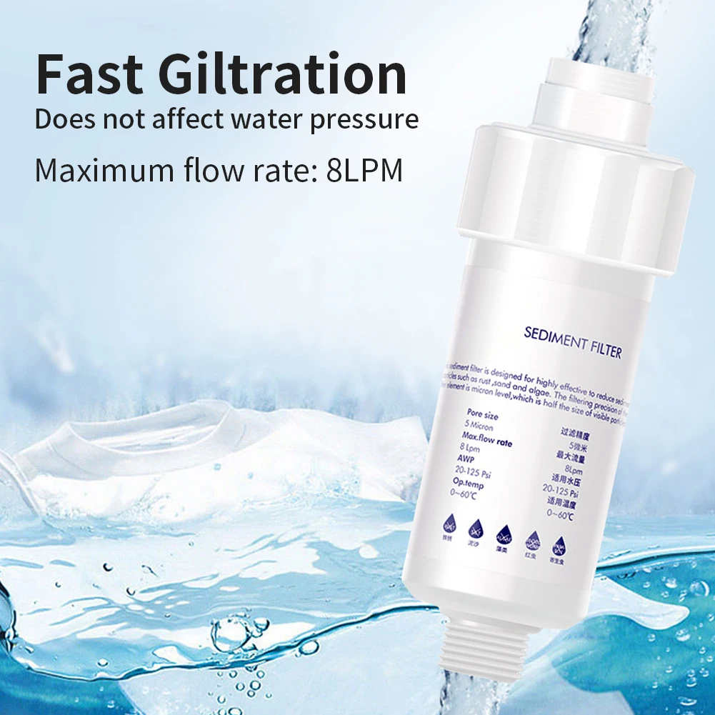 

Предварительный фильтр для воды из полипропиленового хлопка, микронная фильтрация, фильтр для стиральной машины, предварительный очиститель, малый бытовой фильтр-сетка