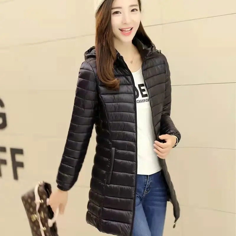 Autumn Winter Women White Duck Down Jacket Female ultra Light Slim Thin Zipper Warm Feather Long Down Coat Good Quality Parkas