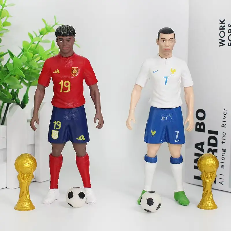 8pcs/Set Figurine Bintang Sepak Bola C.Ronaldo Messi Mbappe, Perlengkapan Penggemar, dan Suvenir untuk Real Madrid dan Barcelona