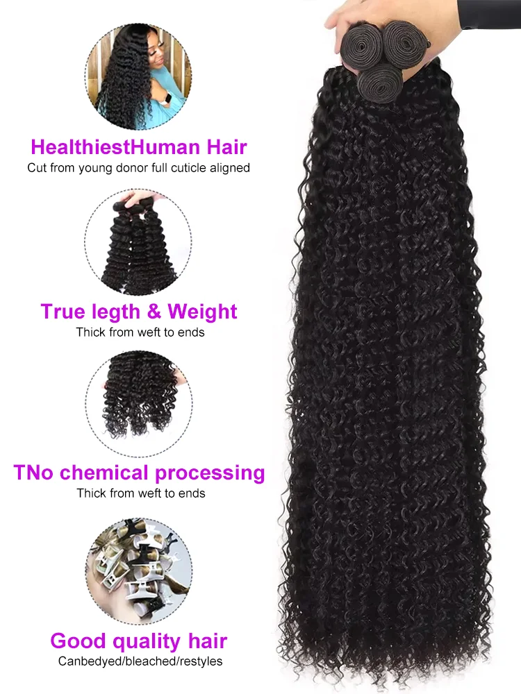 30 34 Inch Deep Wave Human Hair Bundles Curly Hair Burmese Weaving Raw Unprocessed Tissage Double Weft Virgin Hair Extensions