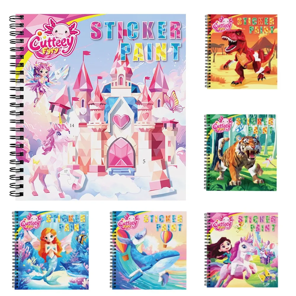 

Новые наклейки с историями красок для детей от 4 до 10 лет, замок «Русалка», краска по наклеек по номерам, вечерние подарки на день рождения для девочек