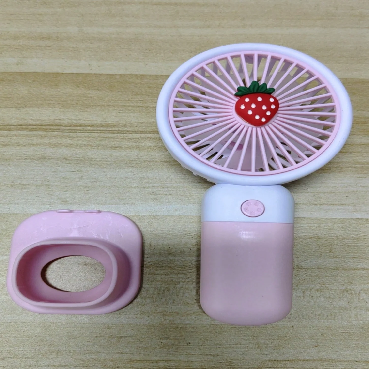 1pc Portable Usb Rechargeable Fruit Shaped Handheld Mini Fan With Stand