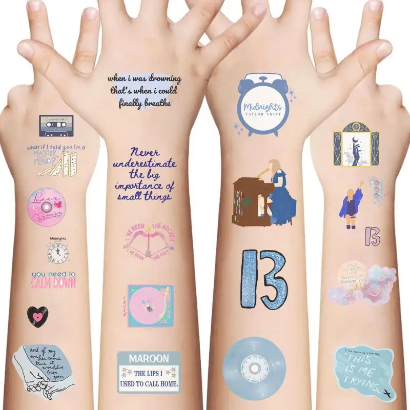 Taylor Swift Tatuagens Temporárias Adesivos para Fãs, Cool Singer, Braços, Rosto, Body Art, Tatuagem Falsa, DIY Decoração Brinquedos, Presentes, 10Pcs, Conjunto