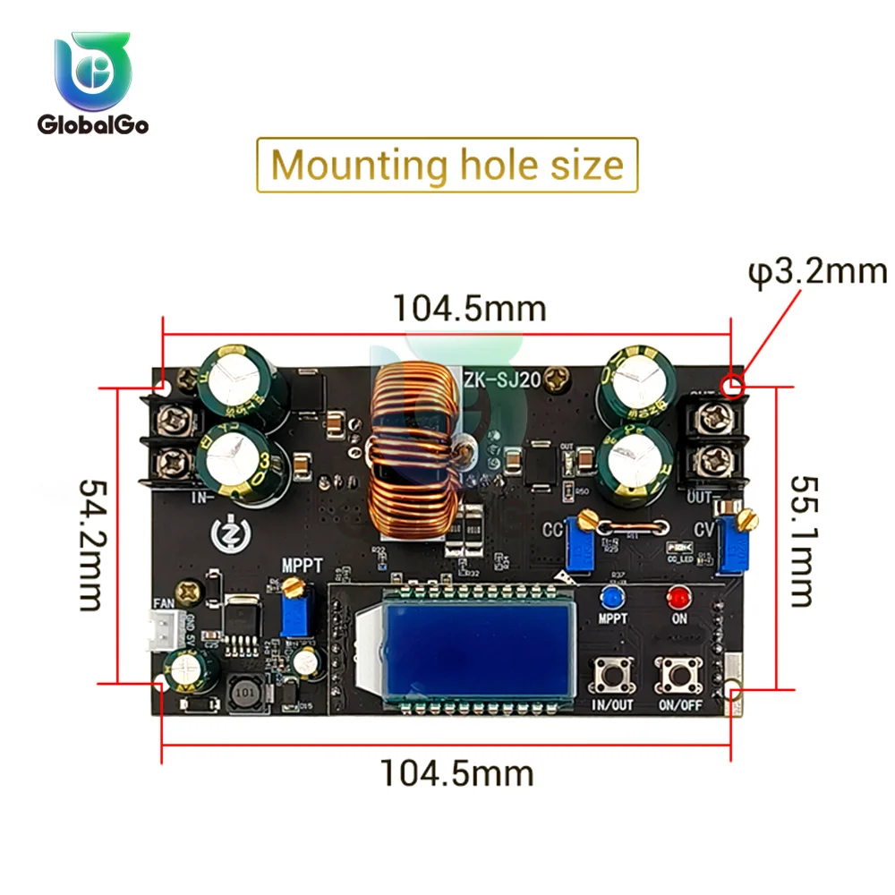 ZK-SJ20 300W DC7-80V Có Thể Điều Chỉnh Điện Áp Điều Chỉnh Tăng/Buck Mô Đun Nguồn Màn Hình Hiển Thị Kỹ Thuật Số Điều Chỉnh DC Với MPPT