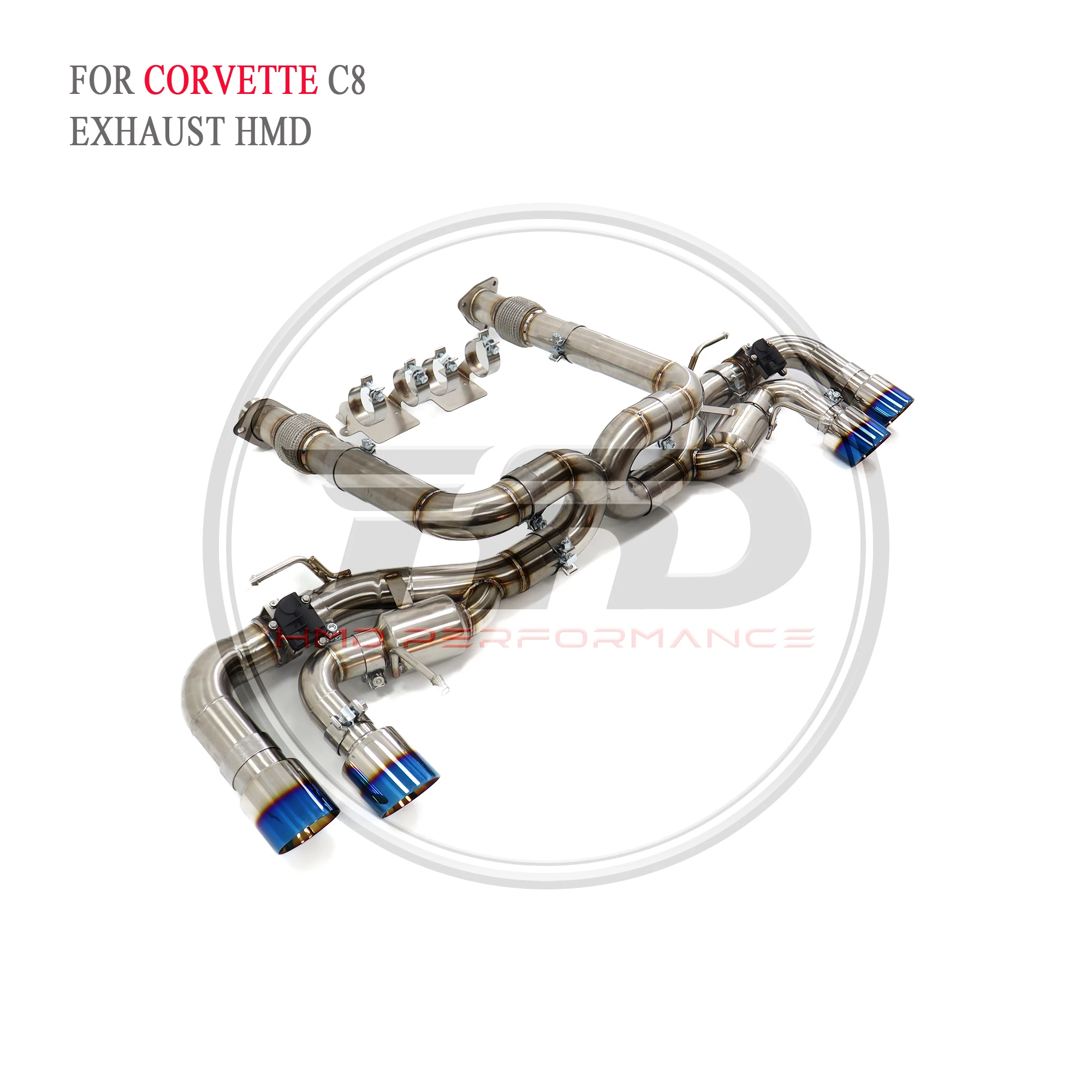 HMD exhaust system For Corvette C8 exhaust catback stainless steel brushed metal valve exhaust control