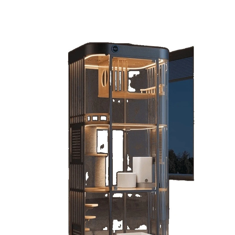 

Panoramic glass smart luxury home smart sterilization cat house solid wood