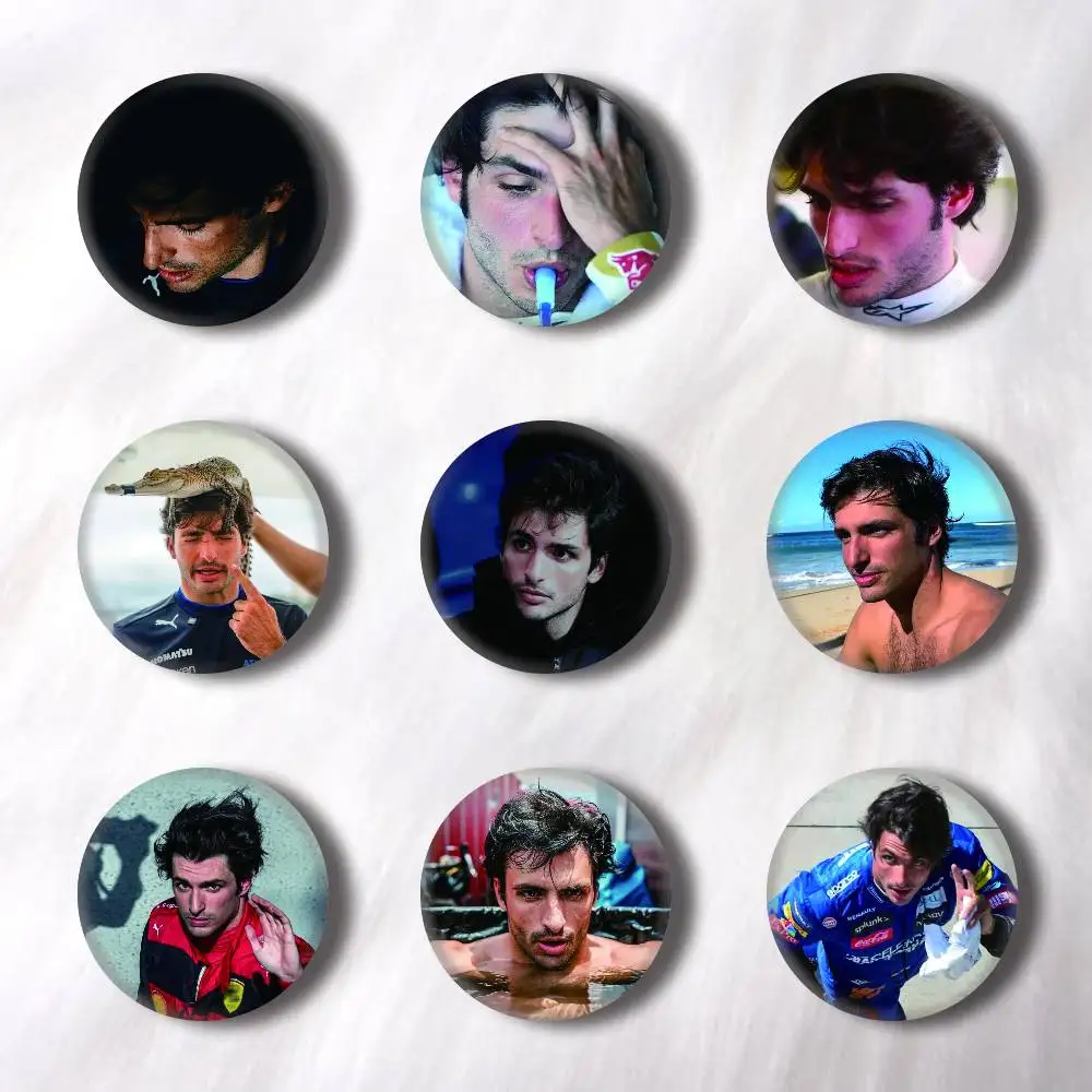 Racing C-Carlos 55 S-Saniz Pins Badges Round Laser Badge Brooch Clothes Backpack Accessories