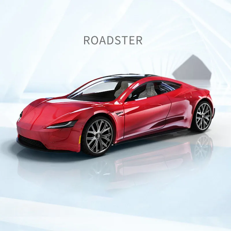 

Diecast Original 1:64 Scale Tesla Roadster Metallic Red TM642201 Simulation Alloy Toy Car Model Static Decoration Ornament