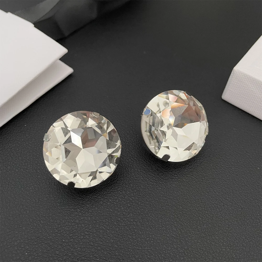 

To Reines 2024 Famous Designer Brand Luxury Big Round Crystal Earring Ear Clip Women Top Quality Jewelry Party Banquet Gift