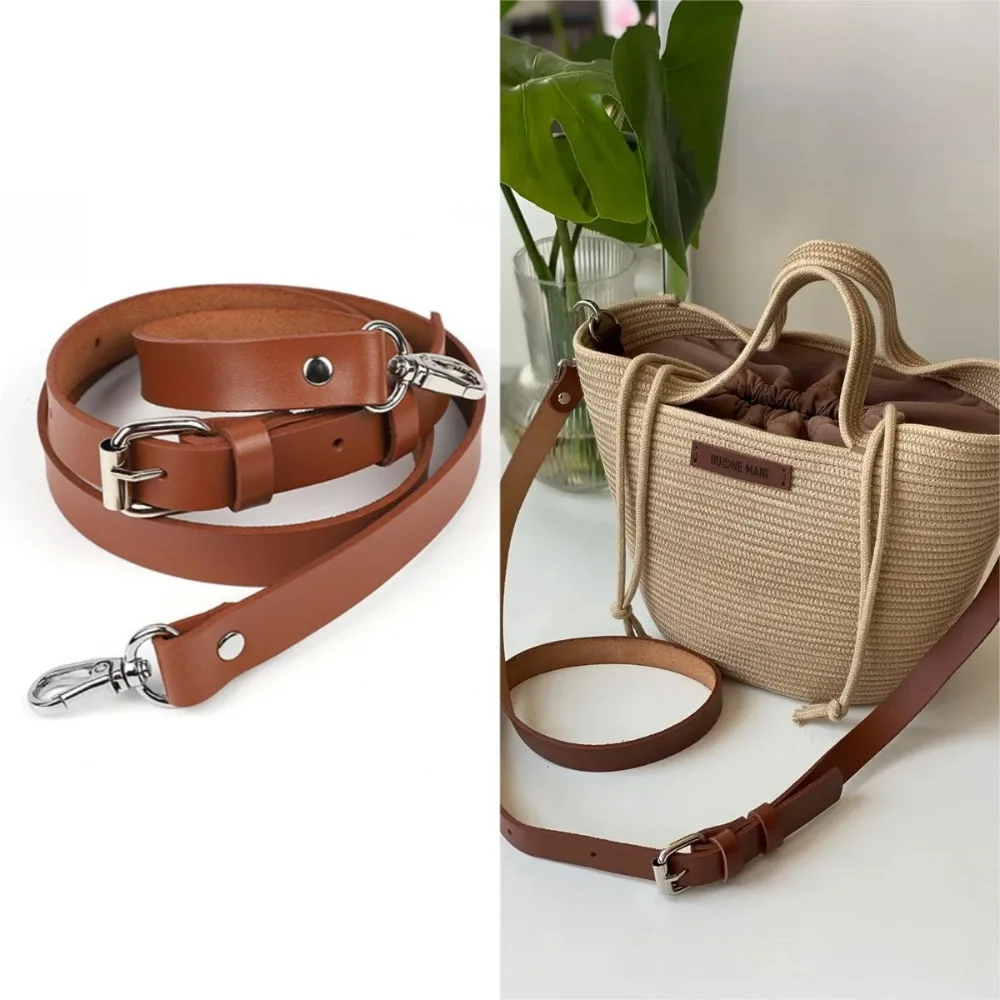 

Genuine Leather Tan Bags Strap102-127cm Adjustable Replacement Crossbody Straps Sliver Hardware for Women DIY Bag Accessories