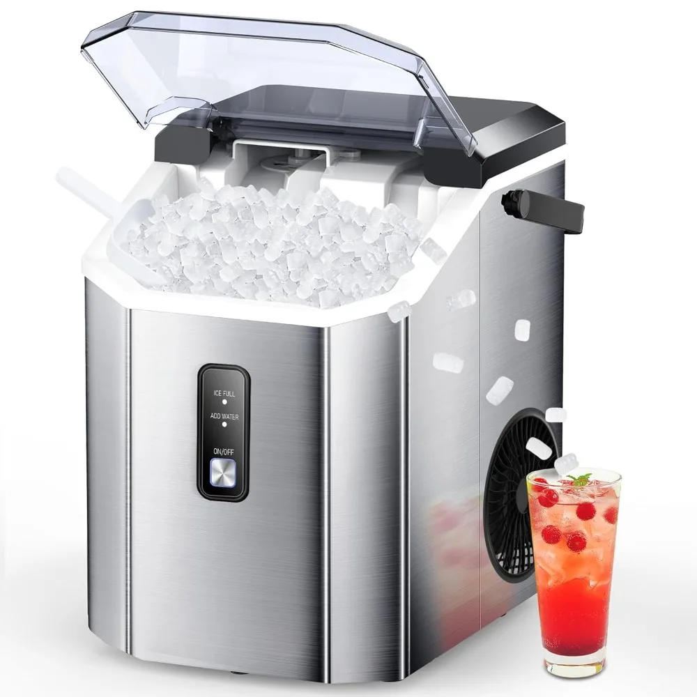 

Ice Maker with 10,000pcs/33lbs/Day & Self-Cleaning, 24hrs Timer & LED Panel Sonic, Scoop and Basket, Handle Portable Ice Machine