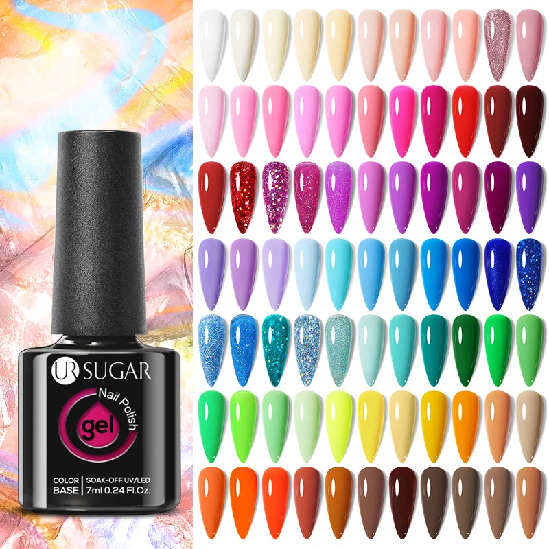 UR SUGAR 7ml Color Gel Nails Polish Semi Permanent Soak Off UV LED Gel Varnishes Base Top Matte Coat Nail Art Manicure