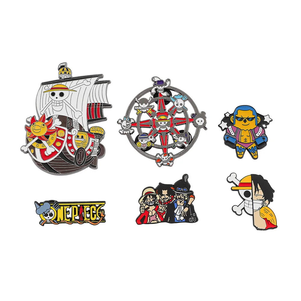Adventure Pirate Themed Enamel Brooches Cartoon Sailing Ship Skull Graphic Pins for Bags Jackets Decoration Collectible Gift