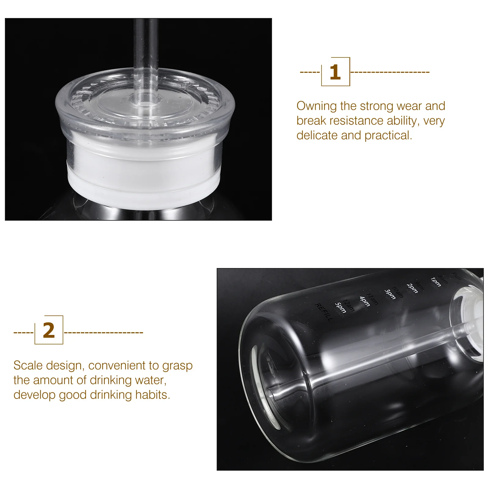 

1Set Glass Juice Bottle Large Capacity Straw Water Cup Lid Reusable Coffee Drinking Glass Coffee Cup Straw Water Bottle