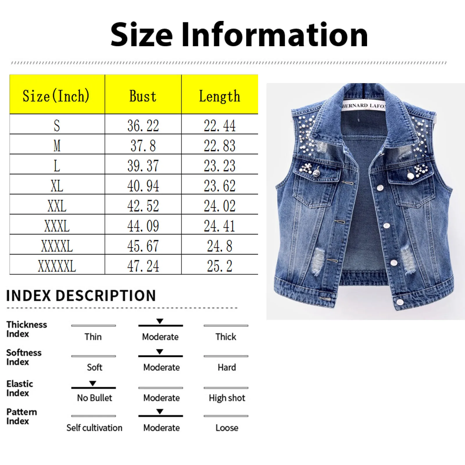 Women Lapel Jacket Vintage Denim Vest Loose Fit Bead Decor Single-breasted Hop Streetwear for Ladies Fall/spring Waistcoat