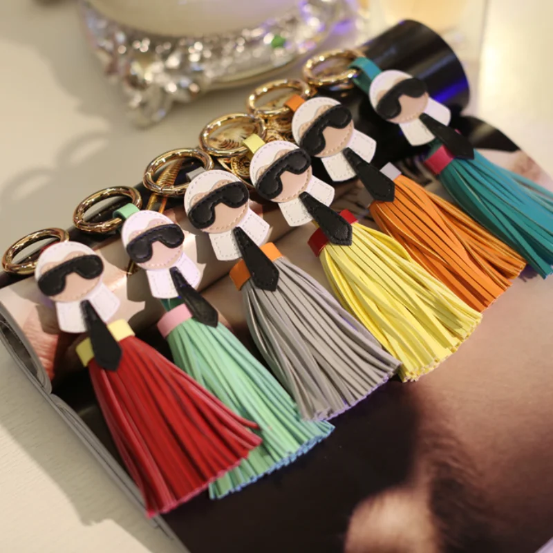 Fashion PU Leather Tassel Keychain Cute Handbag Pendant Luxury Style Charm Keyring Hanging Ornaments Gift for Friends Wholesale