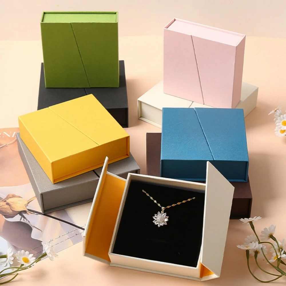 Thicken Cardboard Dual-Opening Jewelry Case Rings Earrings Necklace Jewelry Storage Organizer Kraft Wedding Gifts Packaging Box