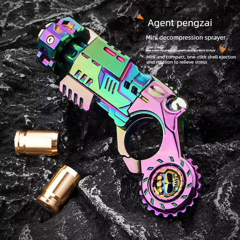 Miniatuur metalen speelgoedpistool voor stressverlichting, fidget toy met uitwerpsysteem, roller spinner, mechanische slider, ratel, antistress gadget