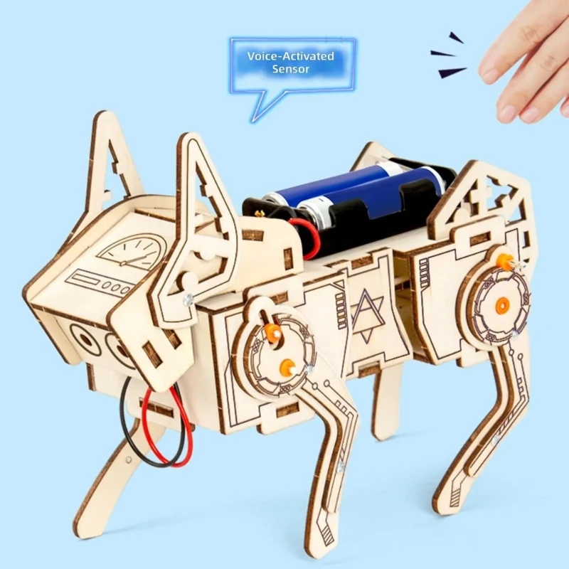  Creative Wooden Programmable Quadruped Robot Science Toy For Youngly Engineers