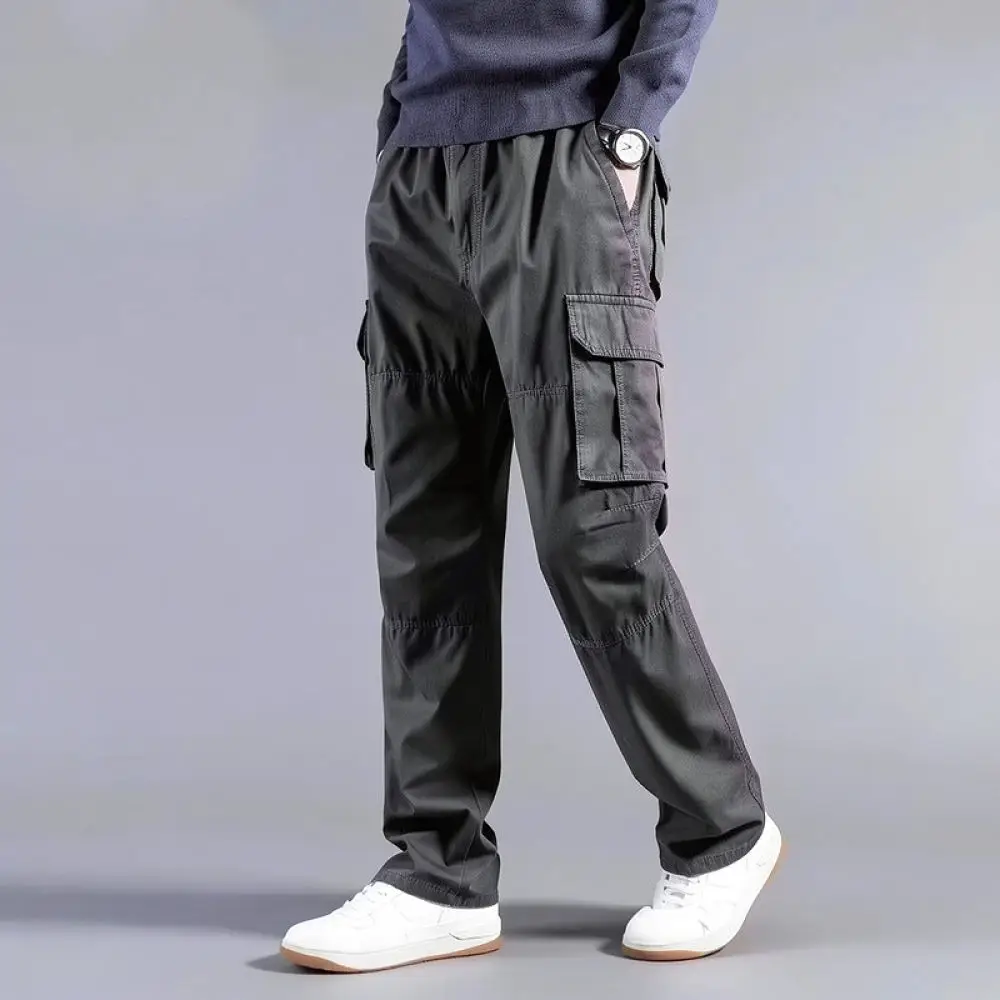 Mens Loose Fit Cargo Trousers Multi Pocket Straight Leg American Retro Style Casual Daily Wear Comfortable Work Pants
