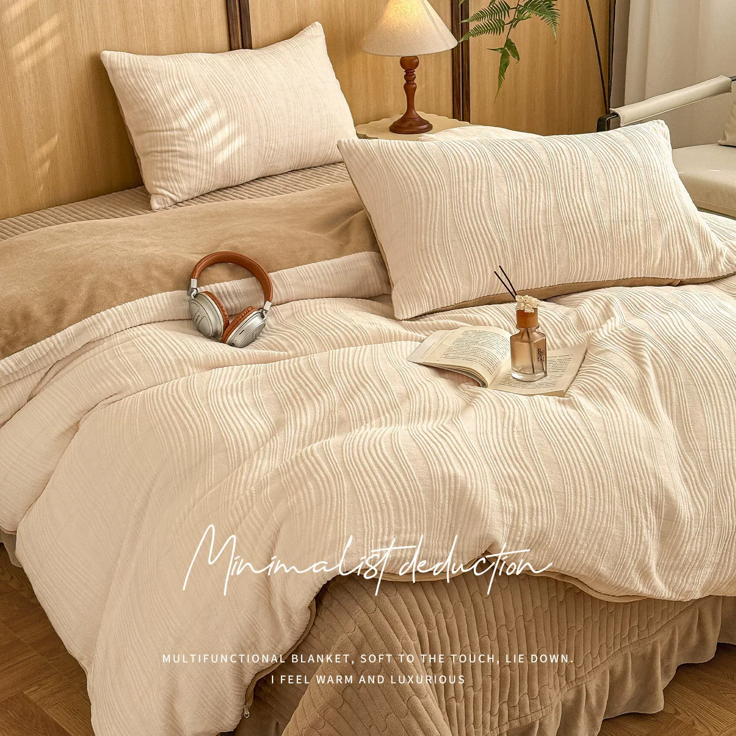 Simple Design Winter Carving Fleece 4pcs Bedding Sets Soft Luxury Warm Quilt Cover Thickened Sheet Pillowcases