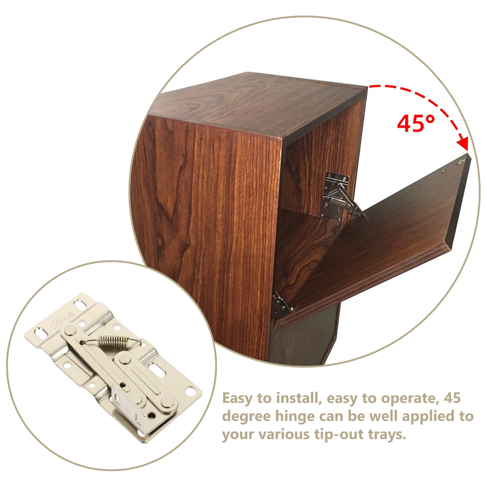 

2 Pcs 45 Degree Spring Durable Iron Kitchen Cabinet Hardware Tip Out Tray Hinges Small Hidden Door Hinges Furniture Hardware
