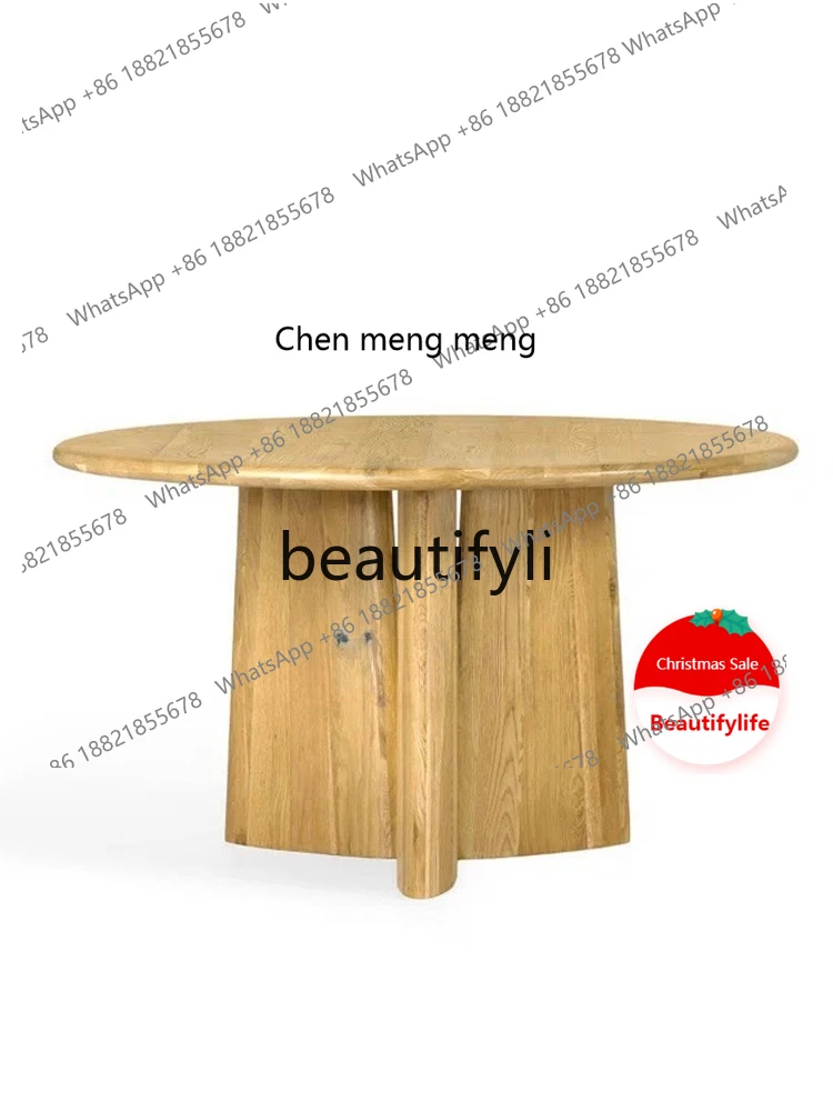 

X New Retro Creative Round Home Solid Wood Dining Table Simple Modern Round Table