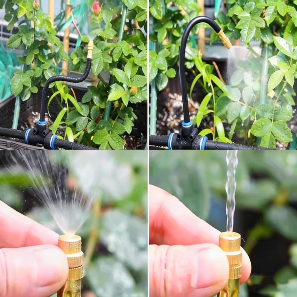 Garden Misting Watering System Flexible Adjustable Spray Head For Patio Greenhouse Plant Irrigation Cooling Equipment